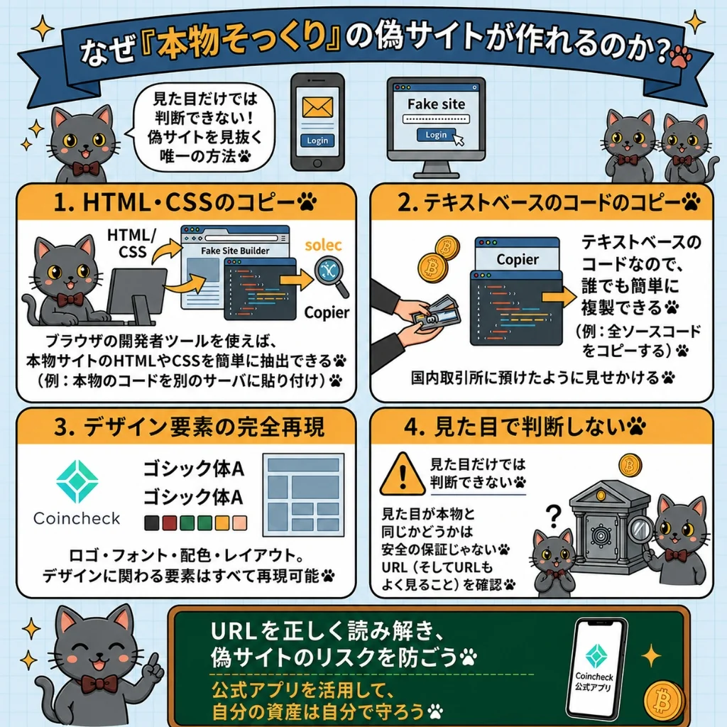 なぜ本物そっくりの偽サイトが作れるのか？HTML・CSSのコピーとデザインの完全再現